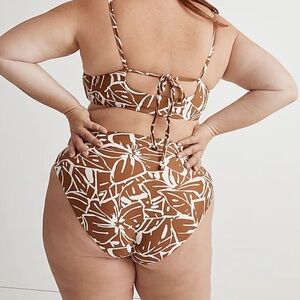 NWT 3x Plus Madewell High-Rise Crossover Bikini Bottom Sepia Floral